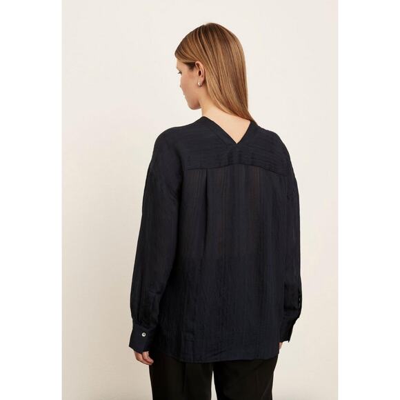 Vince Drapey Stripe V-Neck Blouse XS - Picture 9 of 9